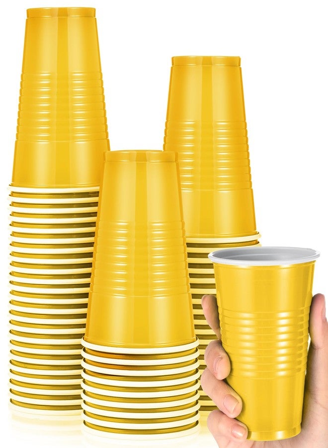 Uiifan 50 Pieces 9 oz Plastic Cups Disposable Drinking Cups Bulk for Beverage Coffee Picnics Christmas Day Birthday Party Wedding Halloween Thanksgiving(Yellow) - Image 1